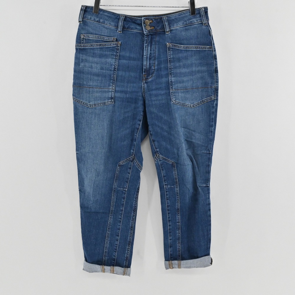 Anthropologie Pilcro Seamed Tapered Jeans Womens Size 30 High Rise Patch Pocket